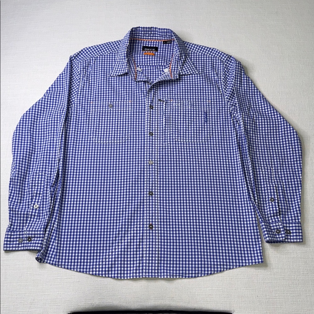 Orvis Active Fit Men's Blue Checkered Button-Down Shirt